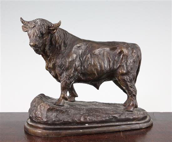 An animalier bronze model of a Highland bull, 9in.